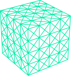 Green wireframe triangulated cube decoration