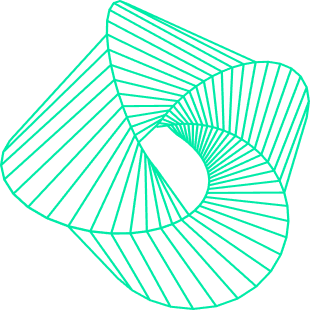 Green wireframe möbius spiral decoration