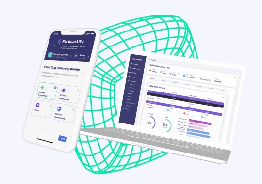Forcastify mobile app: company profile setup and weekly timesheets