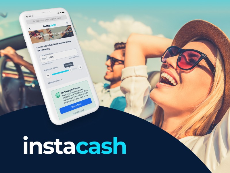 Instacash Buy Now Pay Later loan application shown on a mobile phone