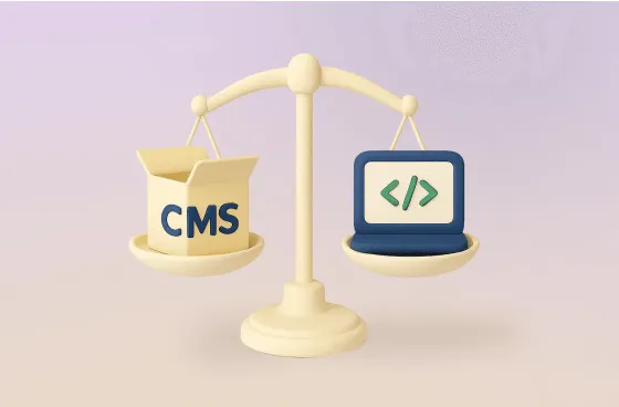 CMS vs custom portal development - illustration