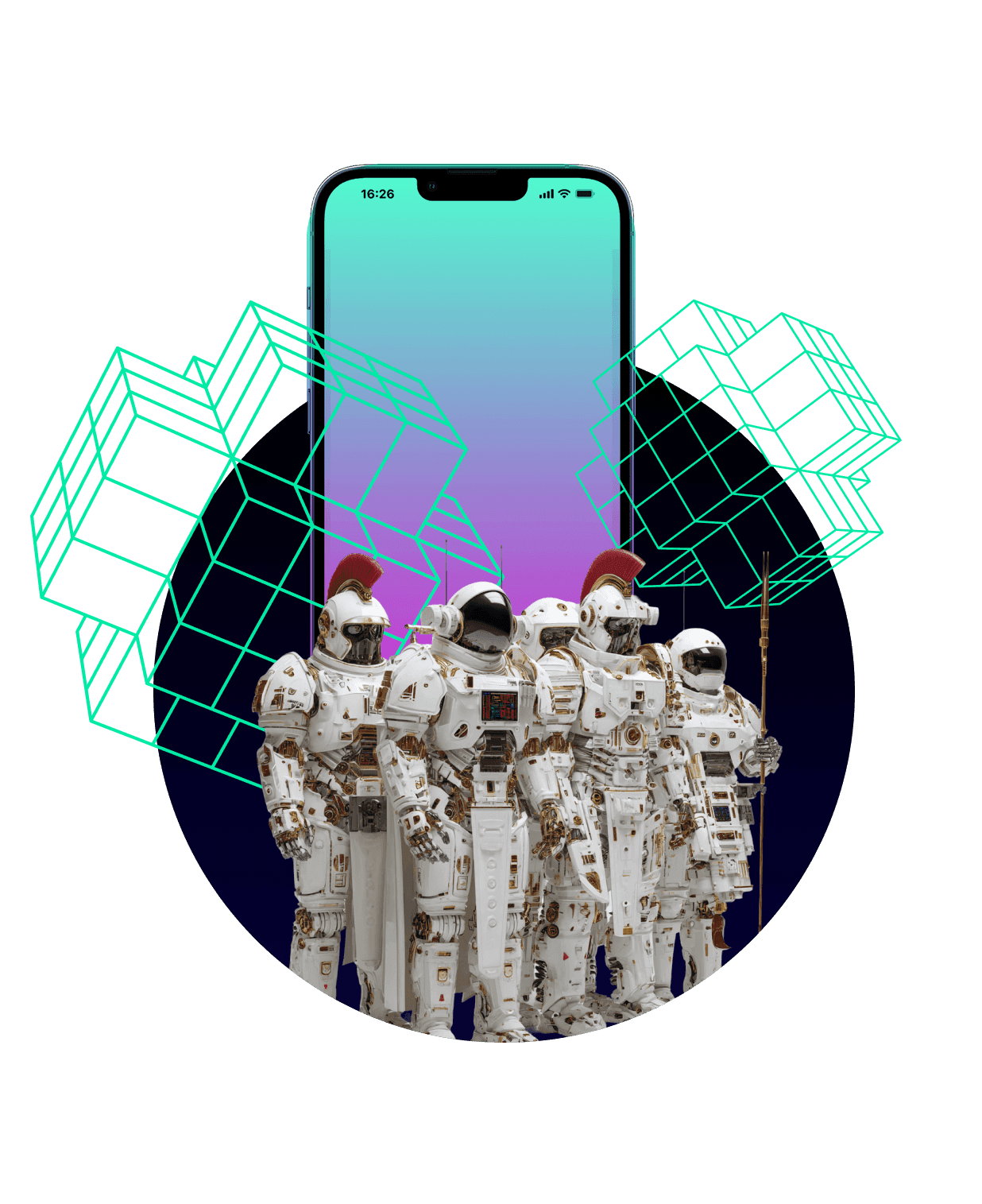 Illustration of an IT engineering team collaborating on a project