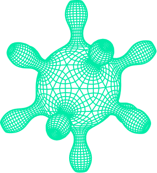 Green wireframe molecule decoration
